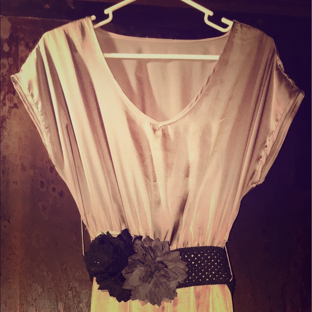Nude color shirt dress. MADE IN THE USA